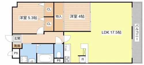 プラージュカンサイ【502号室】の間取り