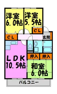 グリーンコートB棟【201号室】の間取り