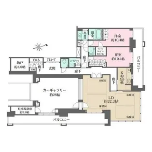 グラングリーン大阪THE NORTH RESIDENCE【10階】の間取り
