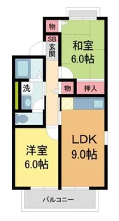 プリシェール上甲子園 B棟【2階】の間取り