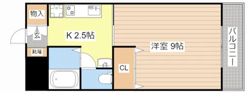 コーポ悠楽里【2-8号室】の間取り