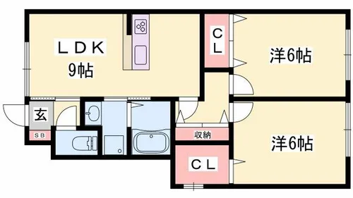 サンライズ青山【1階】の間取り