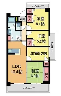 パセオ清荒神【2-201号室】の間取り
