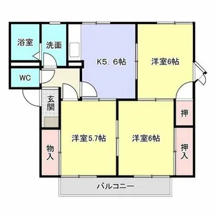 ローズハウス一本木A棟【201号室】の間取り