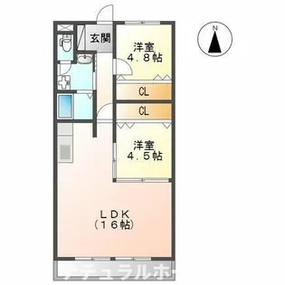 タウンハイツ平南【205号室】の間取り