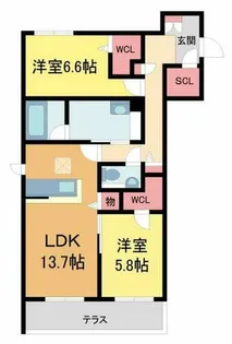 セントリビエ上甲子園【303号室】の間取り