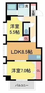 ブルーノ芦屋【205号室】の間取り