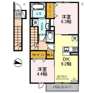 エクレール福井【208号室】の間取り