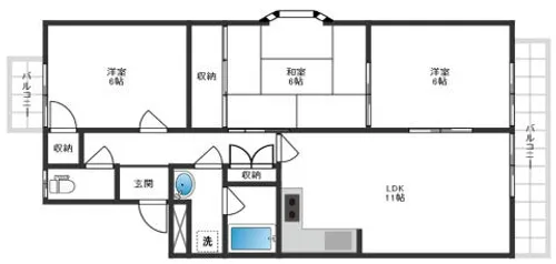 ウエストハイツP2【405号室】の間取り