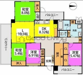 ウイング福重【1階】の間取り