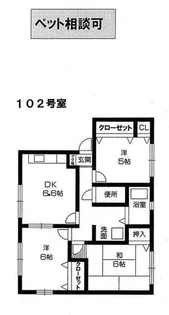 リビング川西【102号室】の間取り