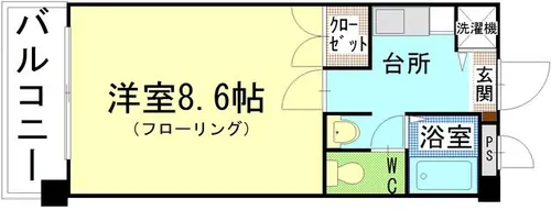 シティルーム天神Ⅱ【5階】の間取り