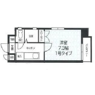 YMきたがた【1号室】の間取り