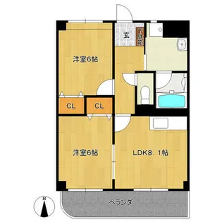 エバ グリーン追分【1階】の間取り
