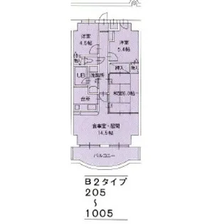 手柄アートスカイハイツ【205号室】の間取り