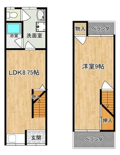 大阪府四條畷市蔀屋本町【テラスハウス】の間取り