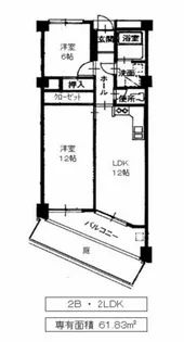 ハイライフ八事【2B号室】の間取り