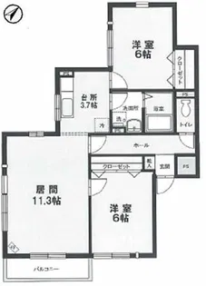 ヒルズ-K【401号室】の間取り