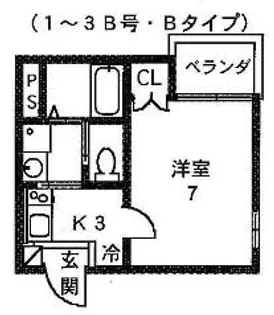 アブティール桂西口【3-B号室】の間取り
