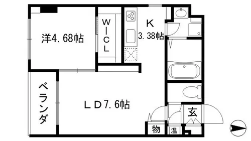 京都府京都市中京区西ノ京鹿垣町【マンション】の間取り