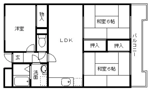 大阪府箕面市牧落5丁目【マンション】の間取り