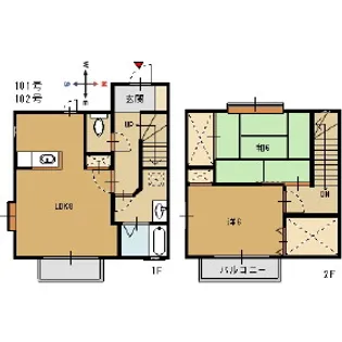 京都府舞鶴市字朝来中【テラスハウス】の間取り