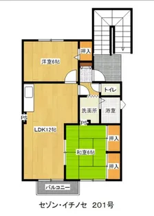 セゾン イチノセ【201号室】の間取り