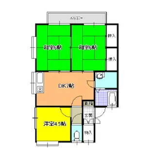 福岡県中間市太賀1丁目【アパート】の間取り