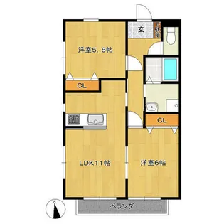 北山ヒルズ A棟【2階】の間取り