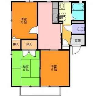 ディアス赤石A・B棟【1F号室】の間取り