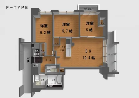 ラテゥールにれの木通り【605号室】の間取り