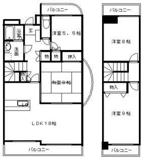大阪府箕面市牧落3丁目【マンション】の間取り