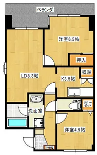 サンヒルズ高野【2階】の間取り