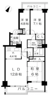 六甲グランドヒルズ3号館西棟【2階】の間取り