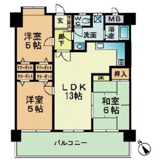 グランドパレス到津 207号室【2階】の間取り