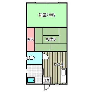 尾田荘【6号室】の間取り