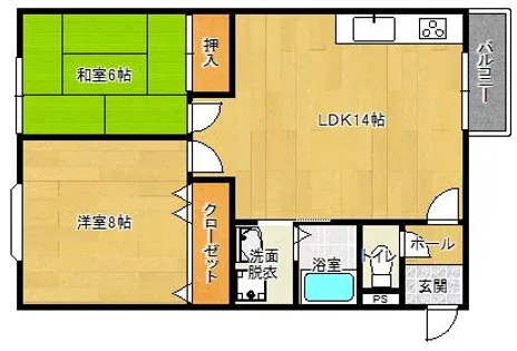 エスパシオ岸本【202号室】の間取り