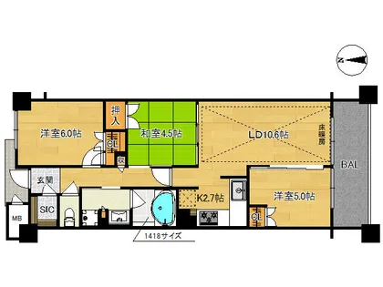 ルネ京都烏丸五条【10階】の間取り