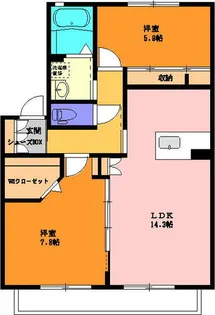 エバーグリーン津森Ⅲ【2F号室】の間取り