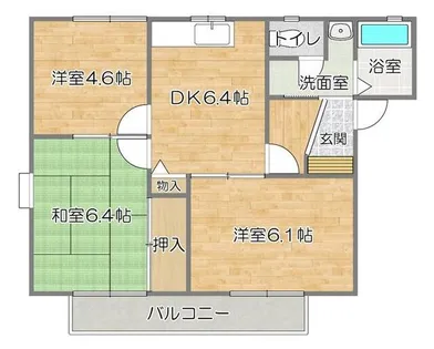 ディアス北条【E-101号室】の間取り