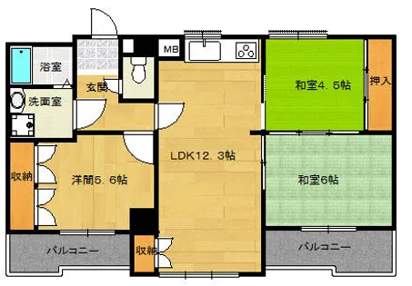 二村マンション【202号室】の間取り