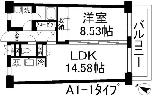アーバンハイツ住乃江【1306号室】の間取り