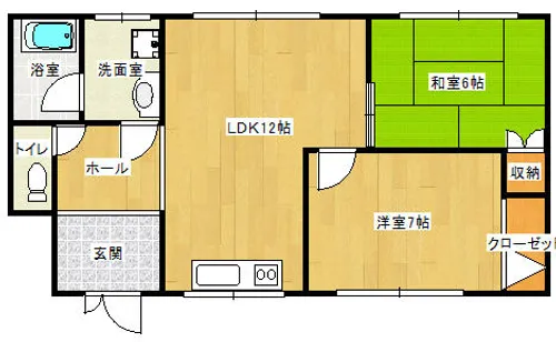 クレール祝町Ⅱ【101号室】の間取り