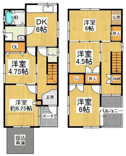 大阪府枚方市津田元町3丁目【一戸建】の間取り