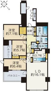 グランドメゾン百道浜オーシャン&フォレスト【408号室】の間取り
