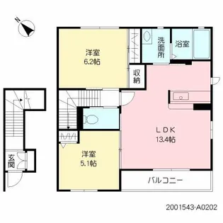 レーベンたかみねの里【202号室】の間取り