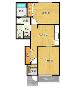 ツイン ハウスオーク【1階】の間取り