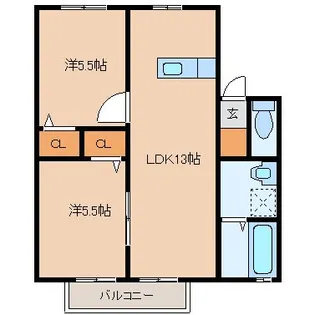 エストメゾン【1階】の間取り