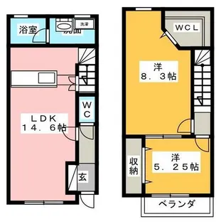 P&Aテラスハウス(B棟)【B-108号室】の間取り