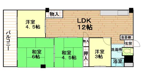 マンション指月【4階】の間取り